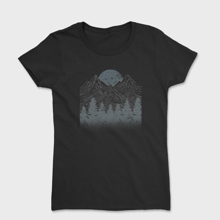 Tricou Femei, Lineal Mountains Pine Trees