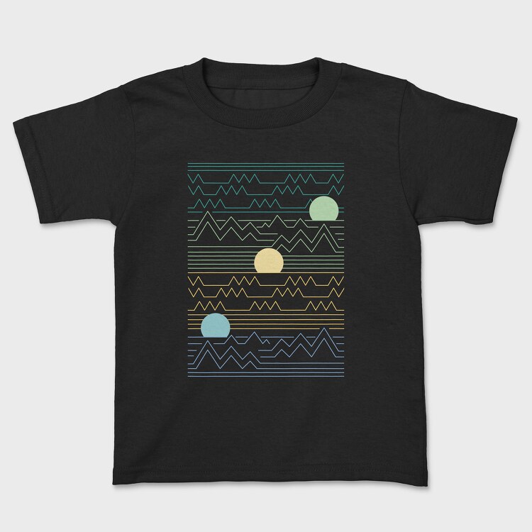 Tricou Copii, Lineart Sunset Landscape