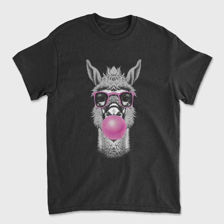 Tricou Barbati (Unisex), Llama Monochrome Bubblegum