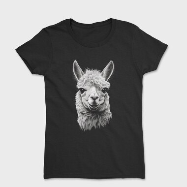 Tricou Femei, Llama Portrait