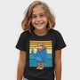 Tired Sloth Drinking Coffee Lazy Retro Sunset, Tricou Copii