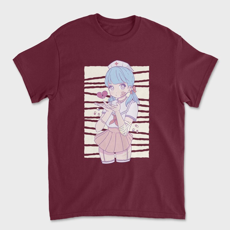 Tricou Barbati (Unisex), Menhera Nurse Kawaii Anime Girl