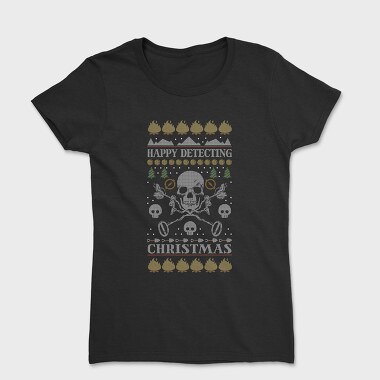 Metal Detector Uglysweater Christmas, Tricou Femei