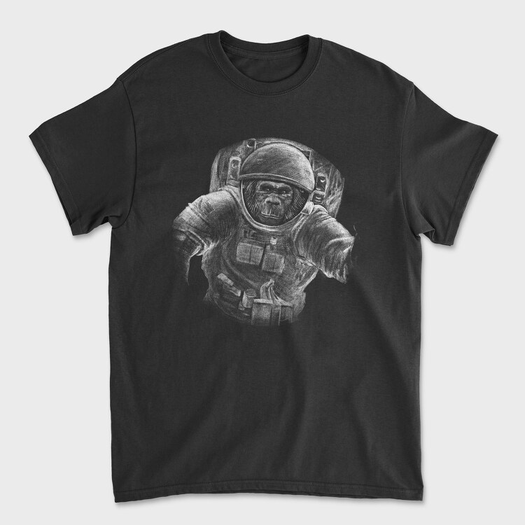 Tricou Barbati (Unisex), Monkey Astronaut Monochrome