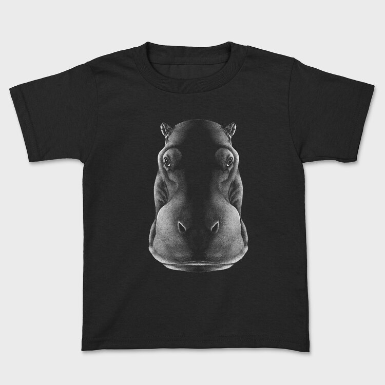 Tricou Copii, Monochrome Hippo Head