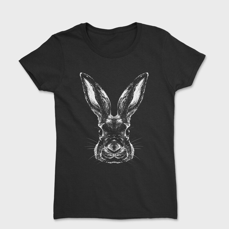 Tricou Femei, Monochrome Portrait Rabbit