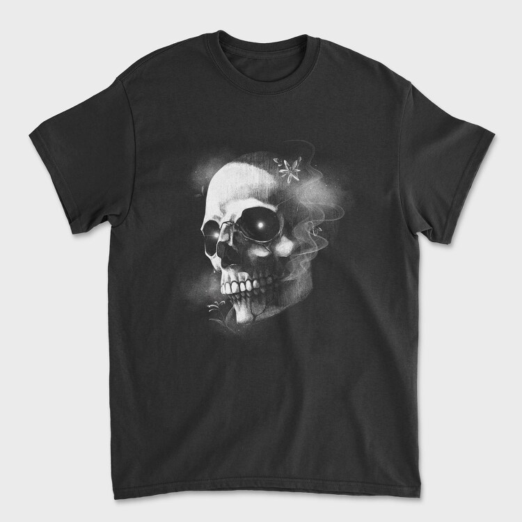 Tricou Barbati (Unisex), Monochrome Skull Nebula