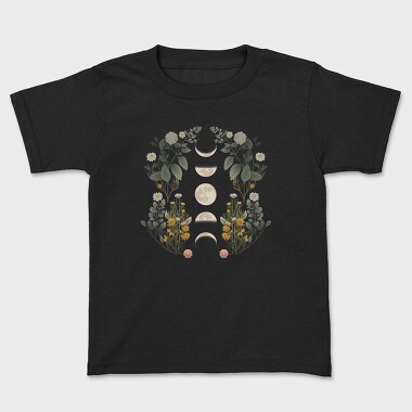 Tricou Copii, Moon Phases Dark Flowers