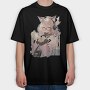 Pretty Anime Girl With Headphones, Tricou Oversize Barbati (Unisex)