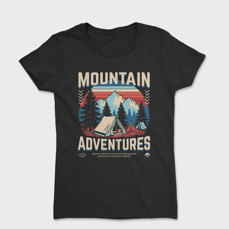 Tricou Femei, Mountain Adventures Retro Camping