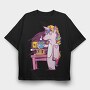 Tired Unicorn With Coffee, Tricou Oversize Barbati (Unisex)