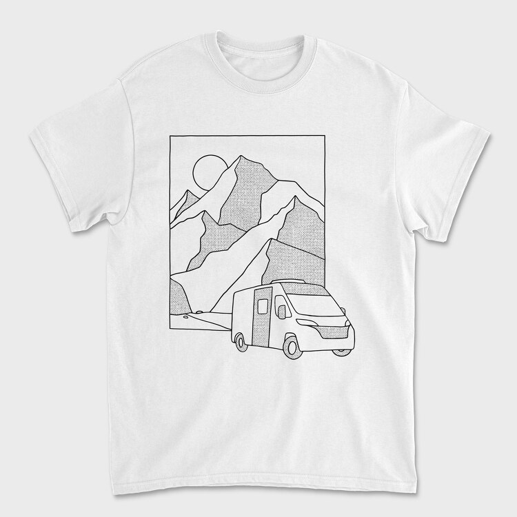 Tricou Barbati (Unisex), Mountain Van Monochrome