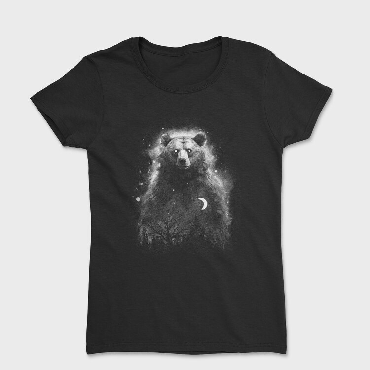 Tricou Femei, Mystic Bear Monochrome