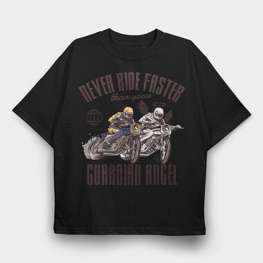 Angel Biker Ride Faster, Tricou Oversize Barbati (Unisex)