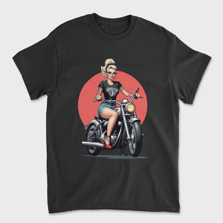 Tricou Barbati (Unisex), Pin Up Girl Bike