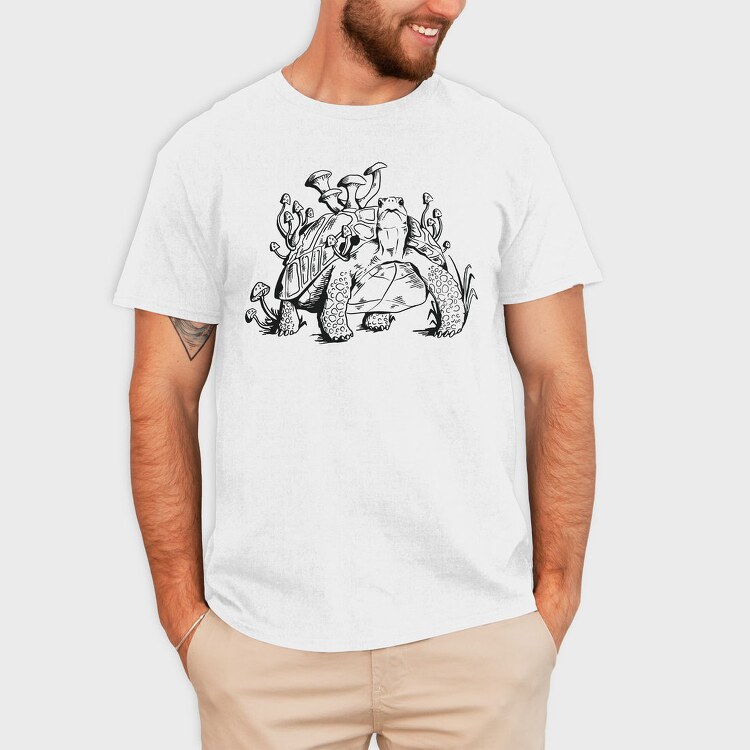 Tortoise With Mushrooms Turtle, Tricou Barbati (Unisex)