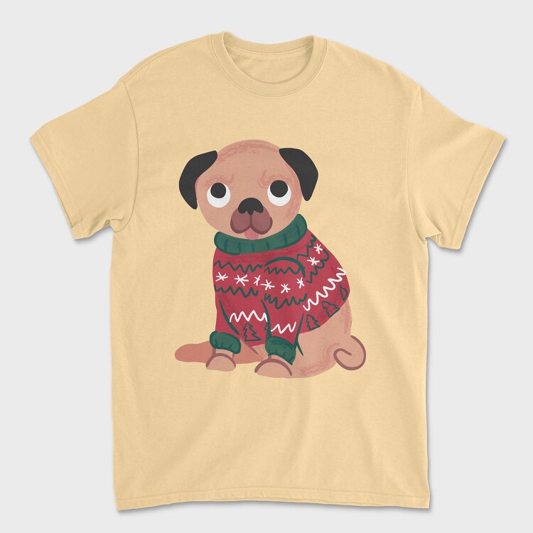 Tricou Barbati (Unisex), Pug Dog Wearing Uglysweater