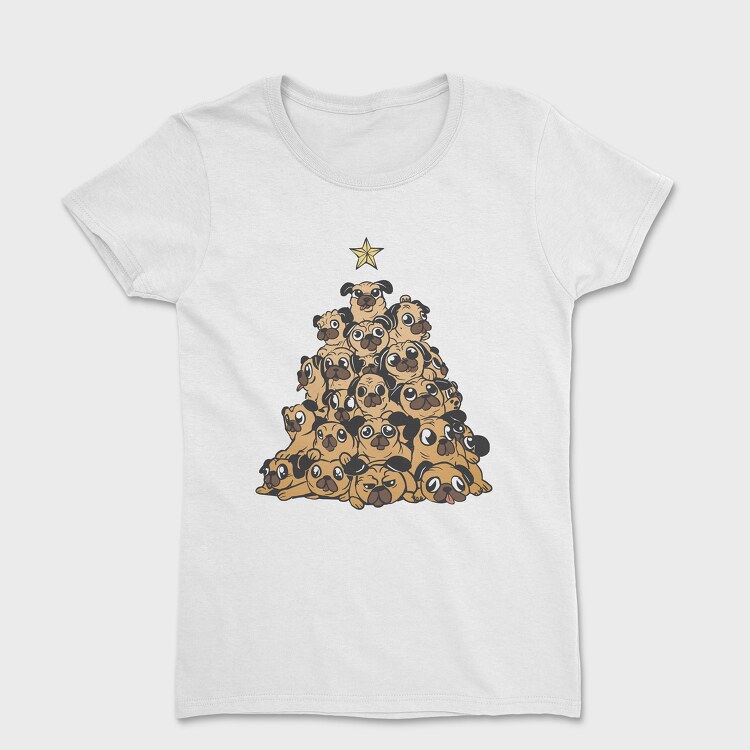 Tricou Femei, Pugs Christmas Tree