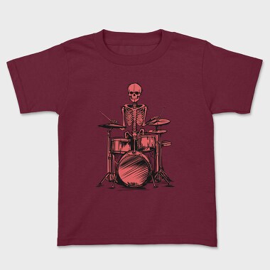 Tricou Copii, Red Skeleton Drummer