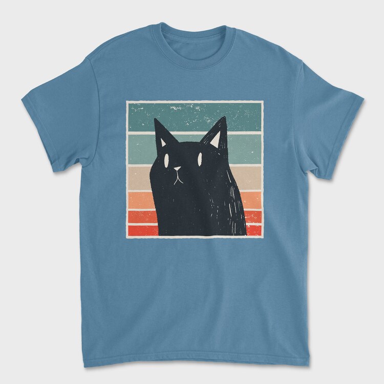 Tricou Barbati (Unisex), Retro Black Cat