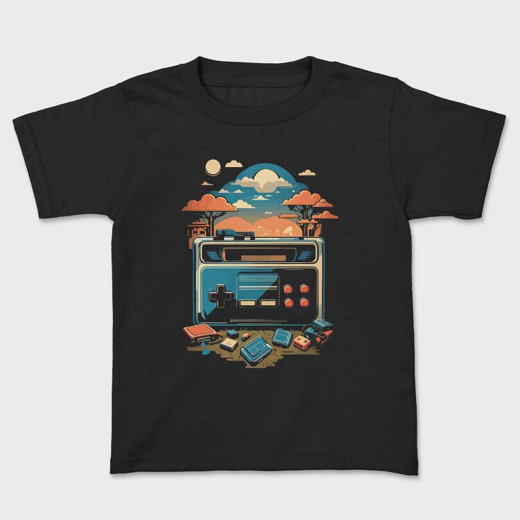 Tricou Copii, Retro Joystick Landscape