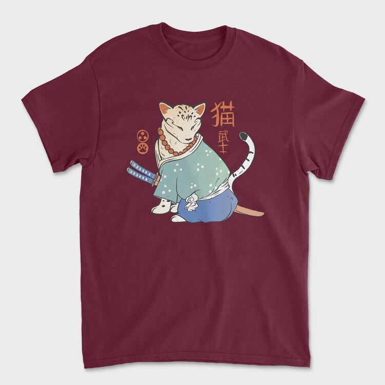 Tricou Barbati (Unisex), Samurai Cat Traditional