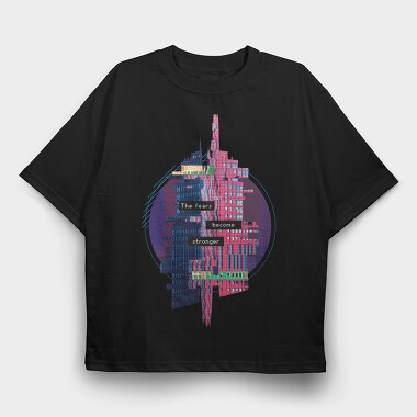 Glitch Quote And Building, Tricou Oversize Barbati (Unisex)
