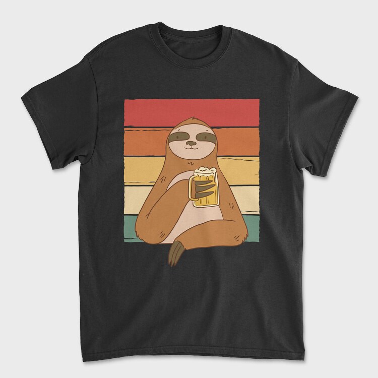 Sloth Drinking Beer, Tricou Barbati (Unisex)