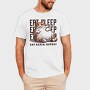 Lazy Cat Quote Eat Sleep Repeat, Tricou Barbati (Unisex)