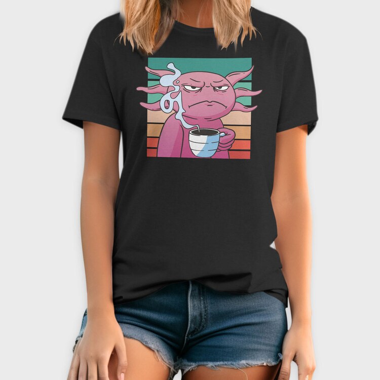 Angry Axolotl With Coffee, Tricou Barbati (Unisex)