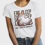 Lazy Cat Quote Eat Sleep Repeat, Tricou Femei