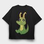 Cute Horned Crocodile Golden Horns, Tricou Oversize Barbati (Unisex)