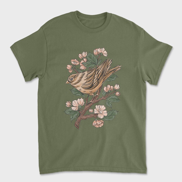 Sparrow Cherry Blossom, Tricou Barbati (Unisex)