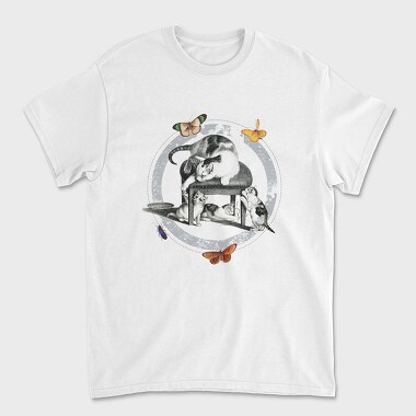 Vintage Cats Butterflies, Tricou Barbati (Unisex)