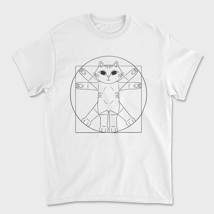 Vitruvian Cat, Tricou Barbati (Unisex)