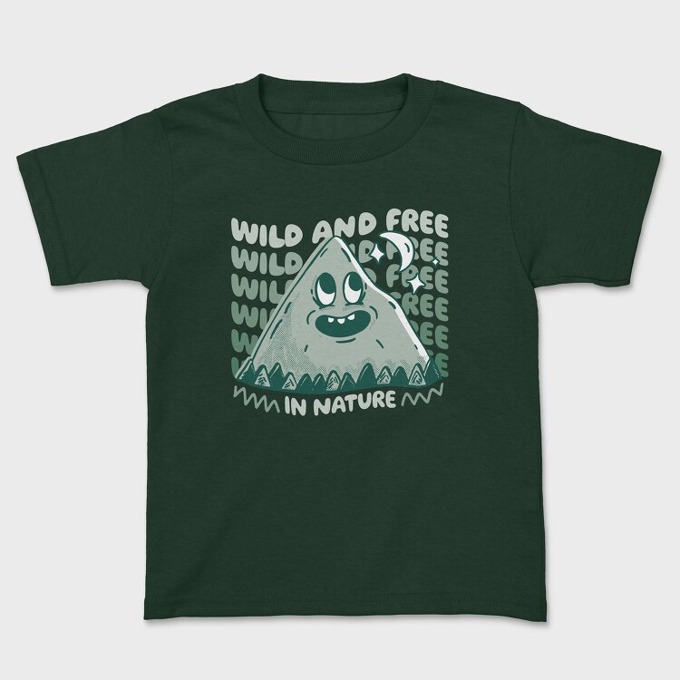 Wild and Free Mountain Cartoon, Tricou Copii