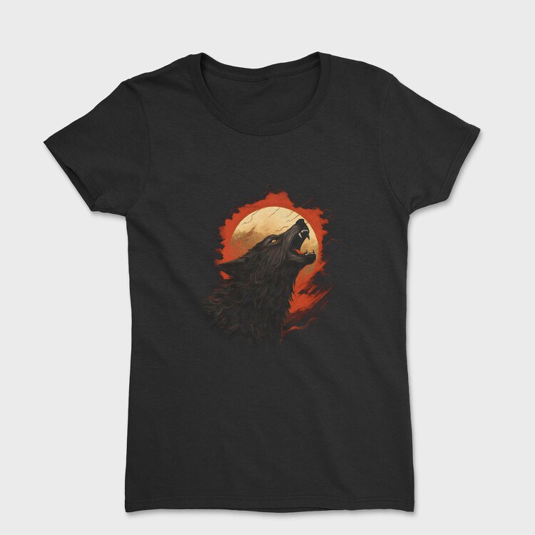 Wolf Howling Moon Red, Tricou Femei