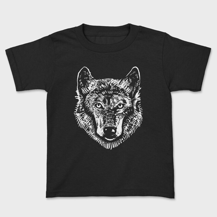 Wolf Portrait Monochrome, Tricou Copii