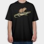 Capybara And Crocodile, Tricou Oversize Barbati (Unisex)