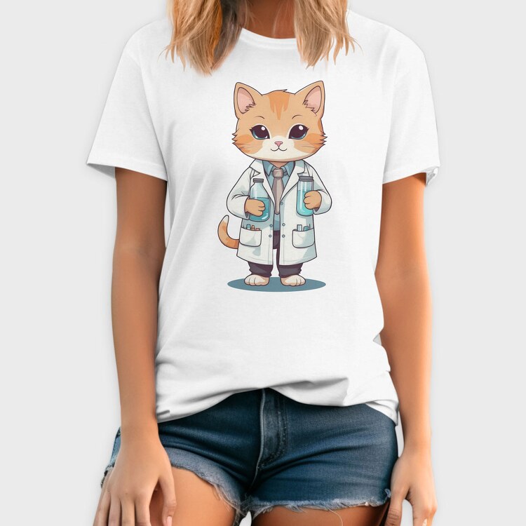 Scientist Cat, Tricou Barbati (Unisex)