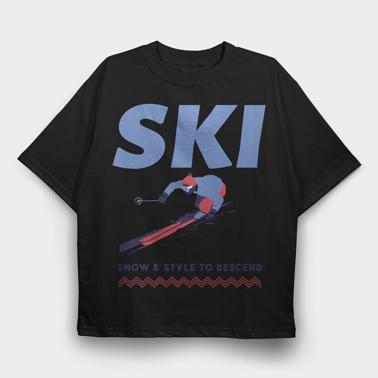 Ski Snow Style Winter, Tricou Oversize Barbati (Unisex)