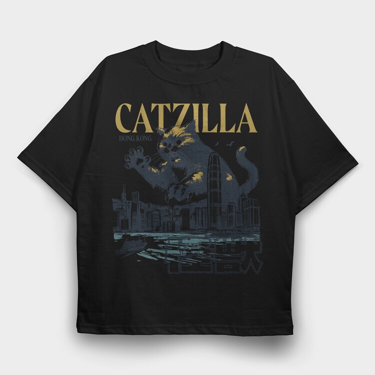 Catzilla Monster, Tricou Oversize Barbati (Unisex)