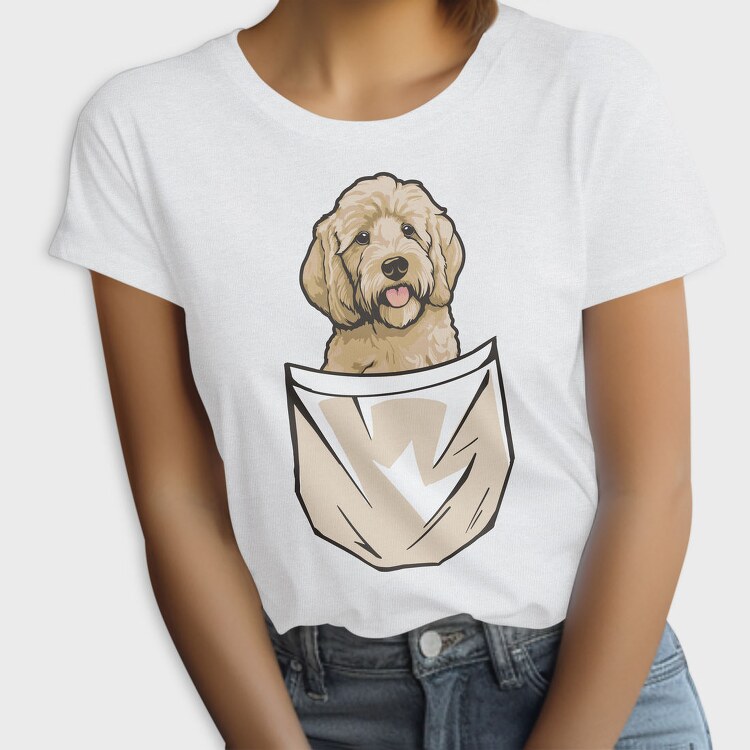 Golden Doodle Dog Pocket, Tricou Femei