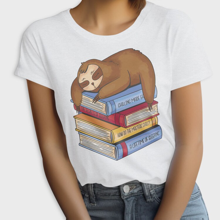 Librarian Sloth Sleeping Books, Tricou Femei