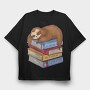 Librarian Sloth Sleeping Books, Tricou Oversize Barbati (Unisex)