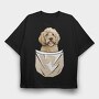Golden Doodle Dog Pocket, Tricou Oversize Barbati (Unisex)