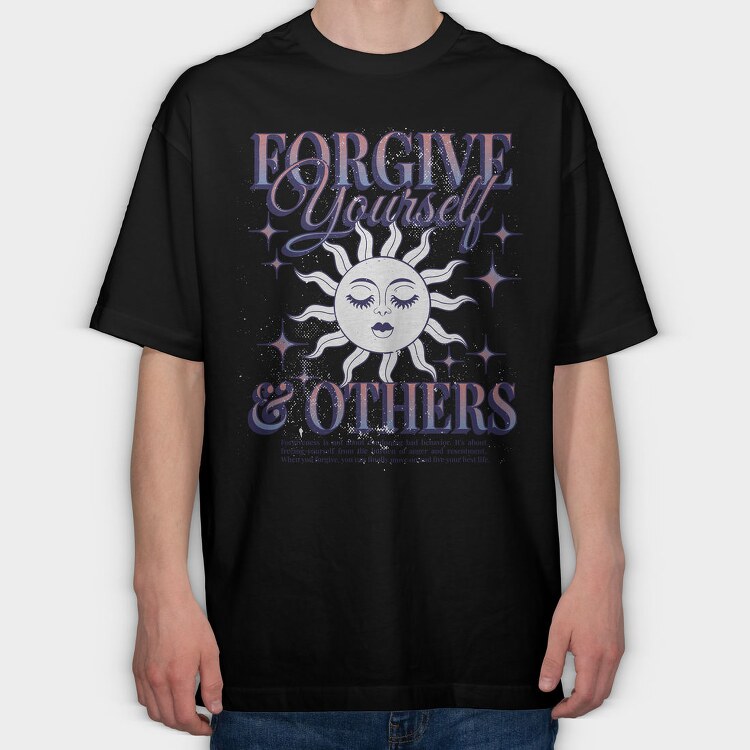 Celestial Forgiveness Quote Nc, Tricou Oversize Barbati (Unisex)