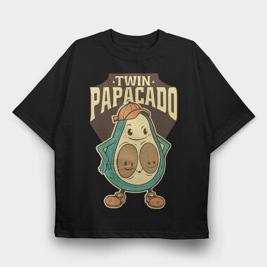 Cartoon Avocado Papacado, Tricou Oversize Barbati (Unisex)