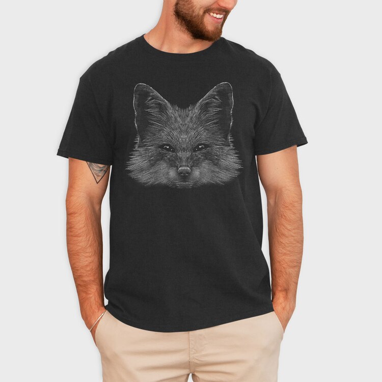 Realistic Fox Monochrome, Tricou Barbati (Unisex)