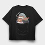 Cute Penguin In Pocket Coffee, Tricou Oversize Barbati (Unisex)